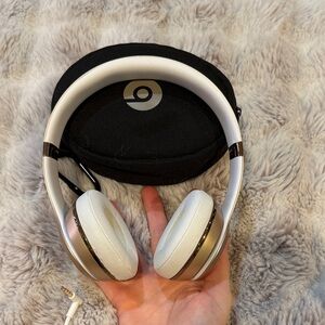 Beats by Dre White and Gold Over-Ear Headphones